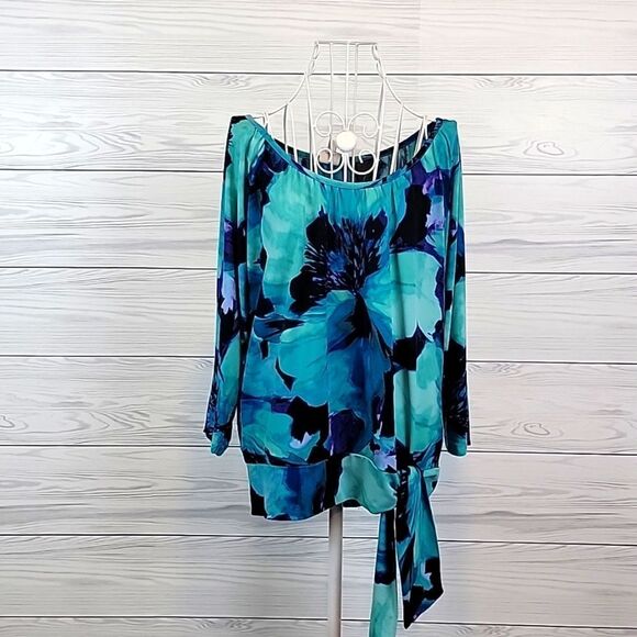 JM Collection floral print blouse Size M - Picture 1 of 10